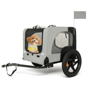 Heavy-Duty Collapsible Pet Bike Trailer - Black/Grey