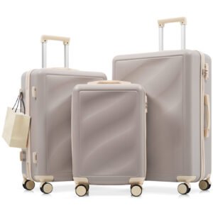 3-Piece ABS Luggage Set with Spinner Wheels and TSA Lock - Grayish Purple