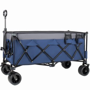 51" Extended Heavy-Duty Folding Wagon - Dark Blue/Gray