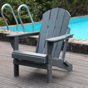 Folding Adirondack Chair with Dual Cup Holders - Grey