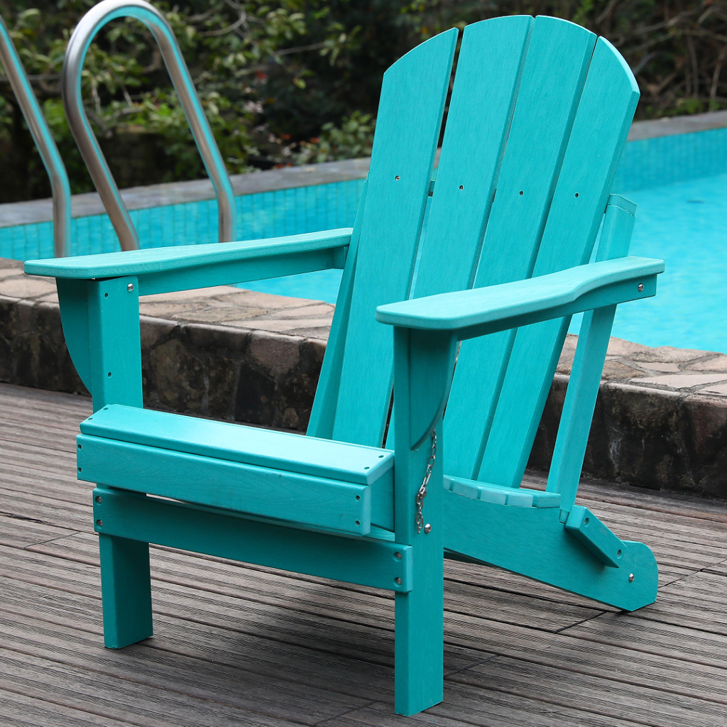 Folding Adirondack Chair with Dual Cup Holders - Lake Blue