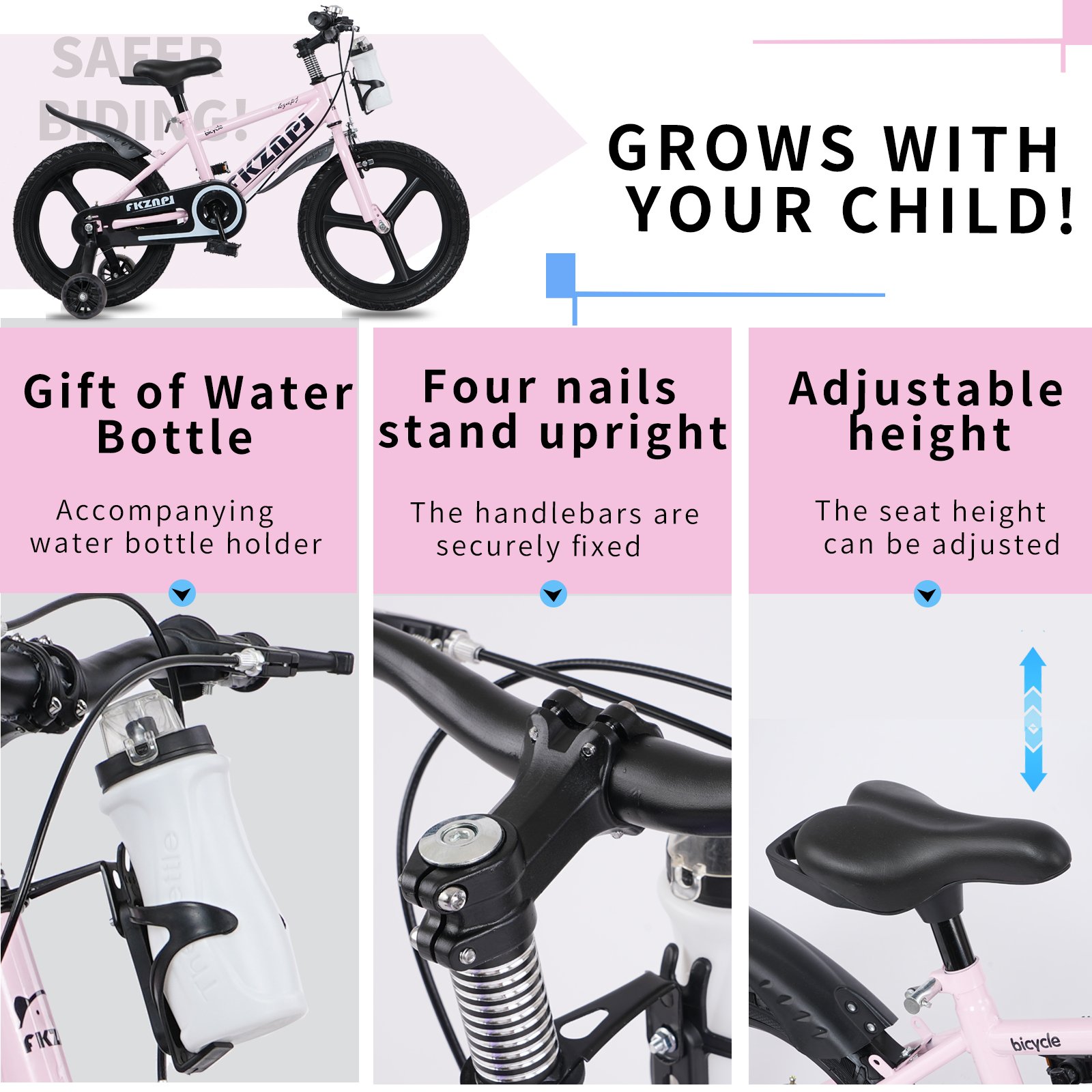 GlowRide Mag-Wheel Kids Bike 16" - Pink - Image 8