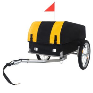 Heavy-Duty Bike Cargo Trailer with Waterproof Cover - Yellow/Black