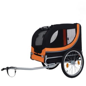 Large Folding Dog Bike Trailer - 66LB Capacity - Black/Orange