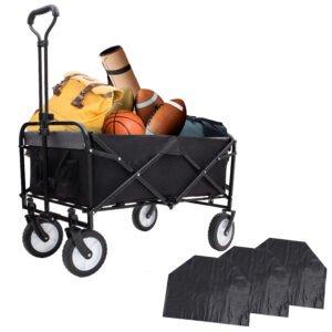 Heavy-Duty Folding Wagon Cart with Strapping System - Black