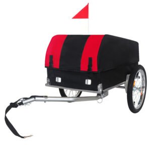 Heavy-Duty Bike Cargo Trailer with Waterproof Cover - Red/Black