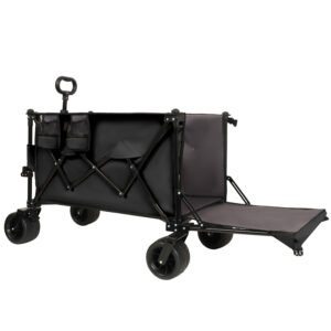 Extra-Long Folding Wagon with Extended Tailgate - Black/Gray