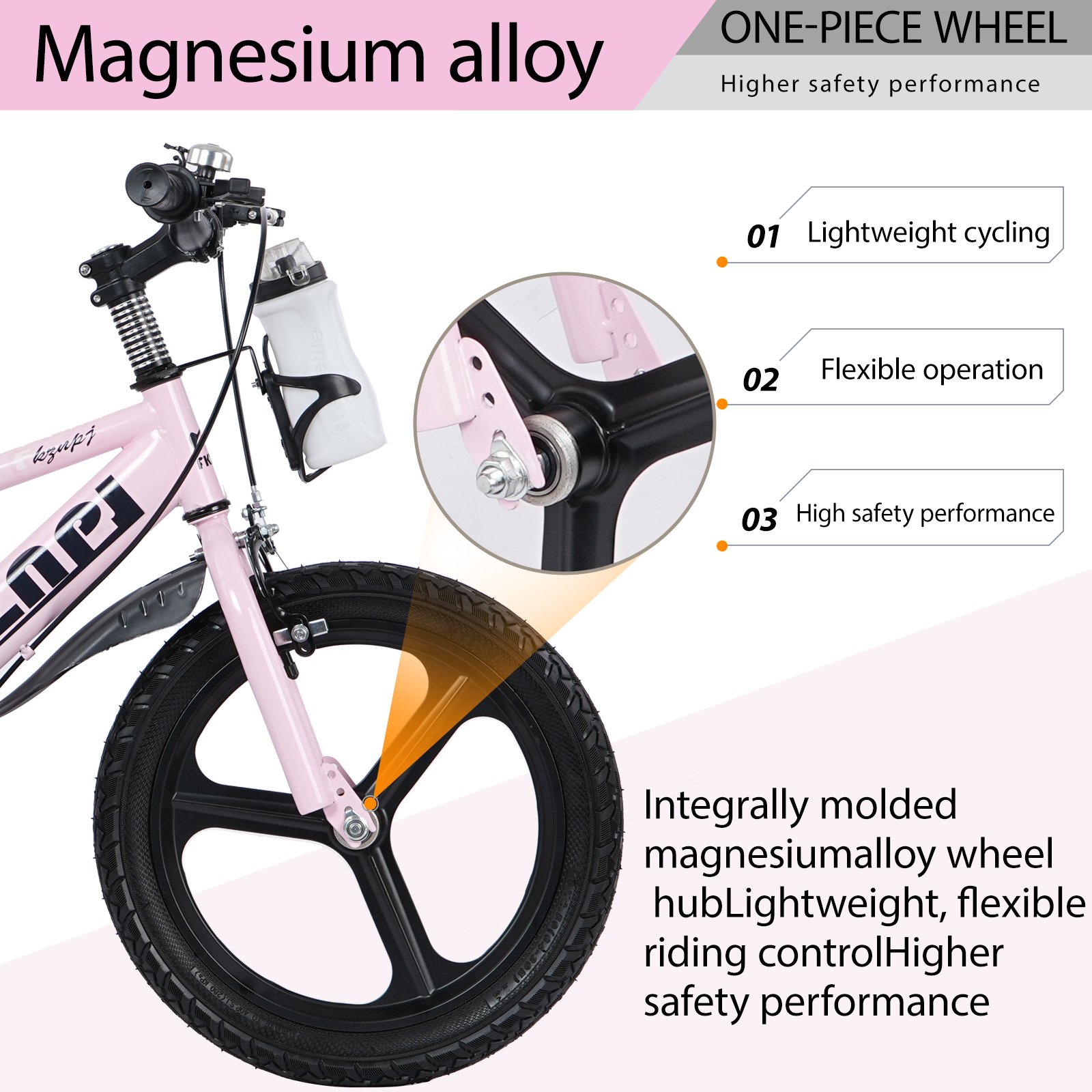 GlowRide Mag-Wheel Kids Bike 16" - Pink - Image 7