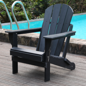 Folding Adirondack Chair with Dual Cup Holders - Black