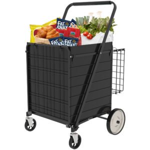 Extra-Large Folding Shopping Cart with Double Basket