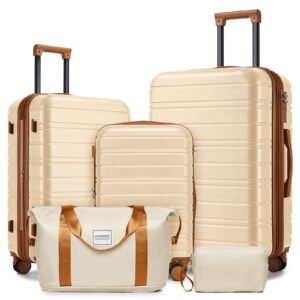 5-Piece Hardside Luggage Set with Duffel Bag - Cream