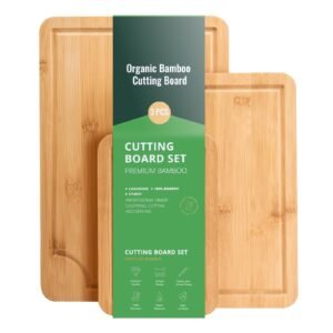 Premium Bamboo Cutting Board with Food-Grade Oil and Juice Groove, 3 Pieces,
