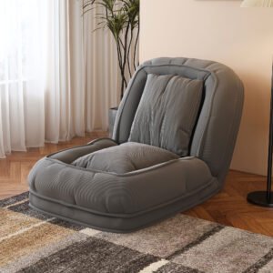 Upholstered Foldable Lazy Sofa Bed, for Adults and Pets (Grey)