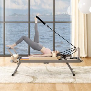Pilates Reformer Machine for Home Gym Workout, Up to 330lbs, Beige