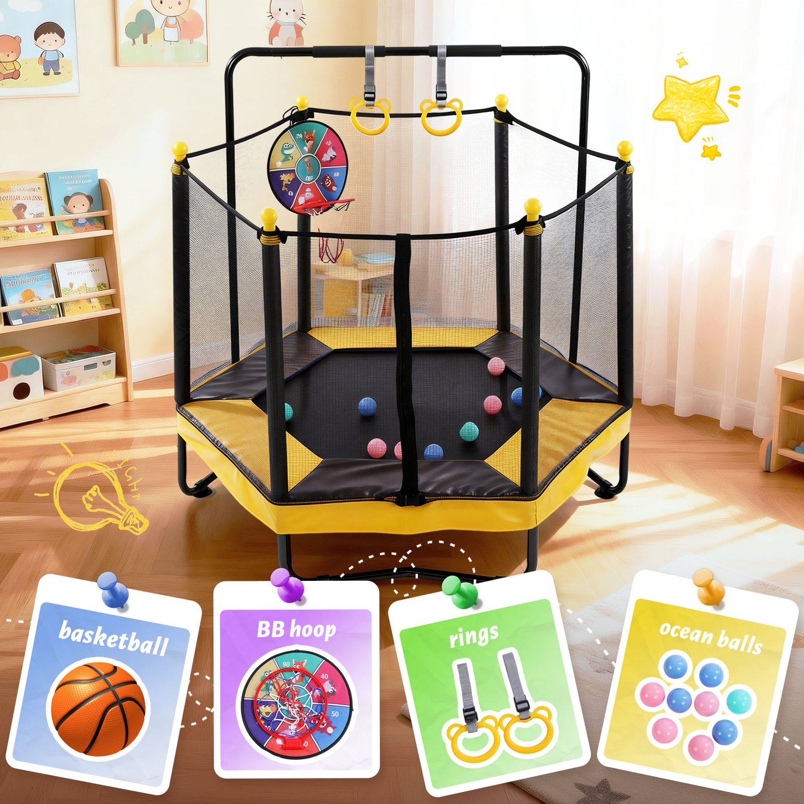 54 Inch Trampoline for Kids with Enclosure - Image 7