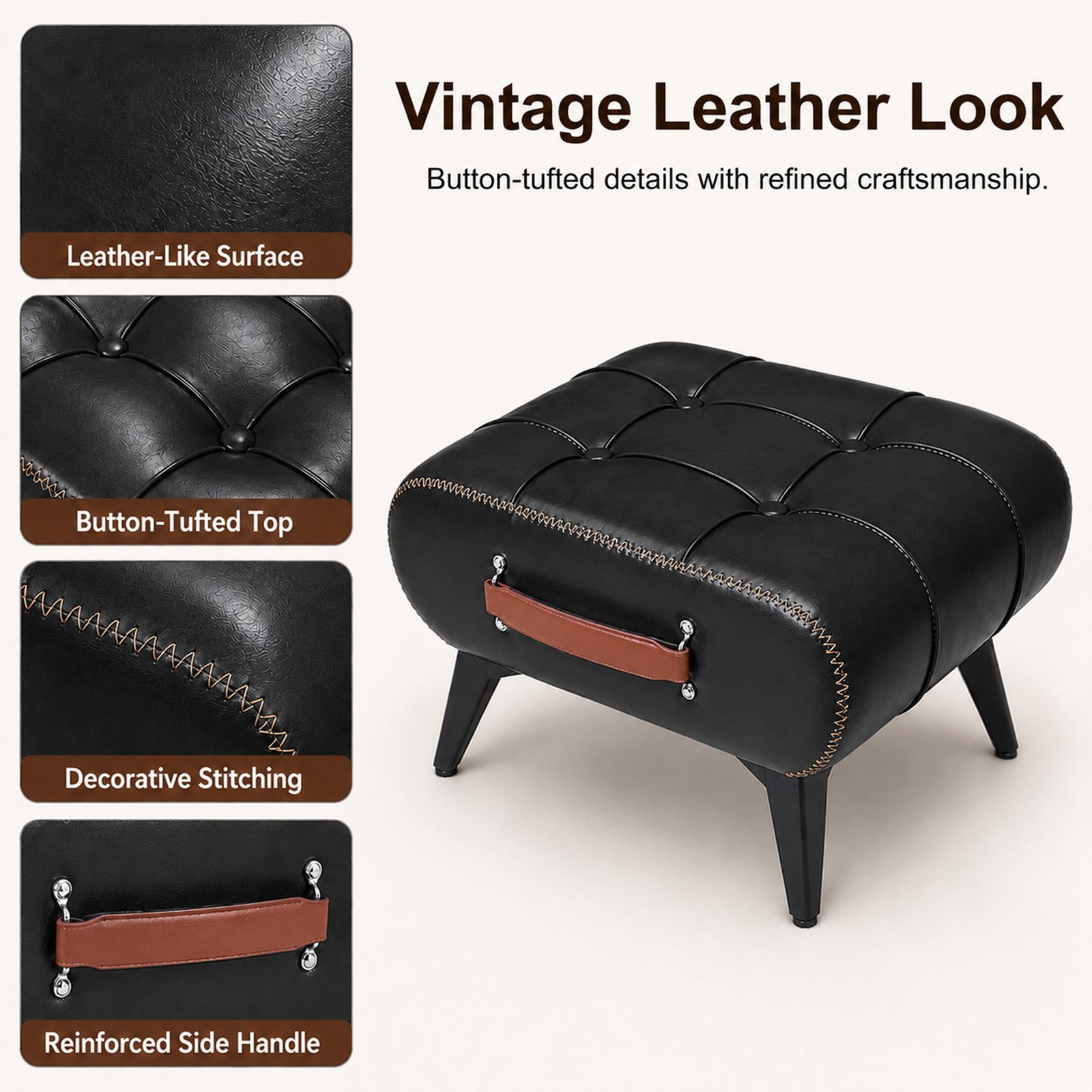 Modern minimalist square footstool/footrest with hidden storage space - Image 8