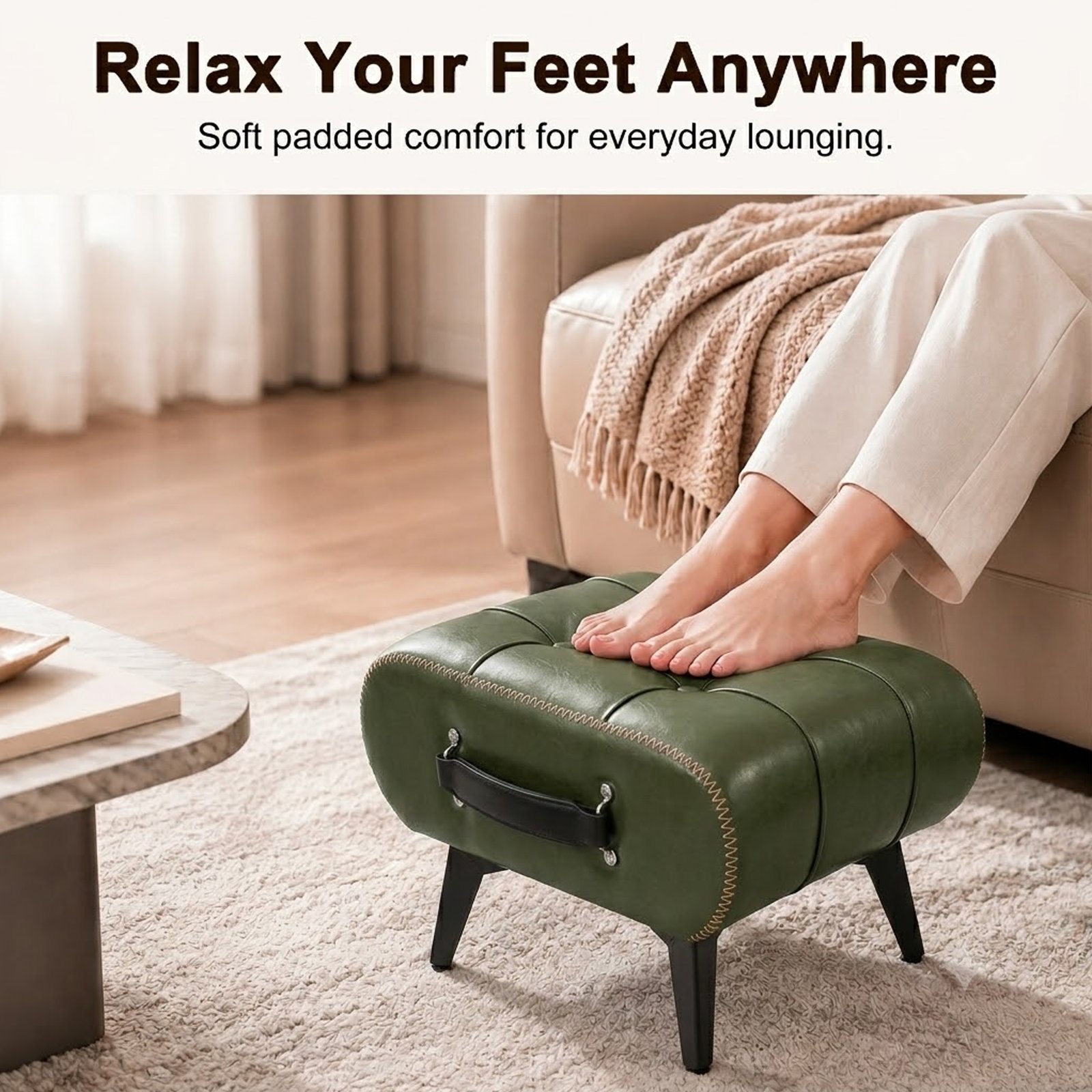 Modern minimalist square footstool/footrest with hidden storage space - Image 4