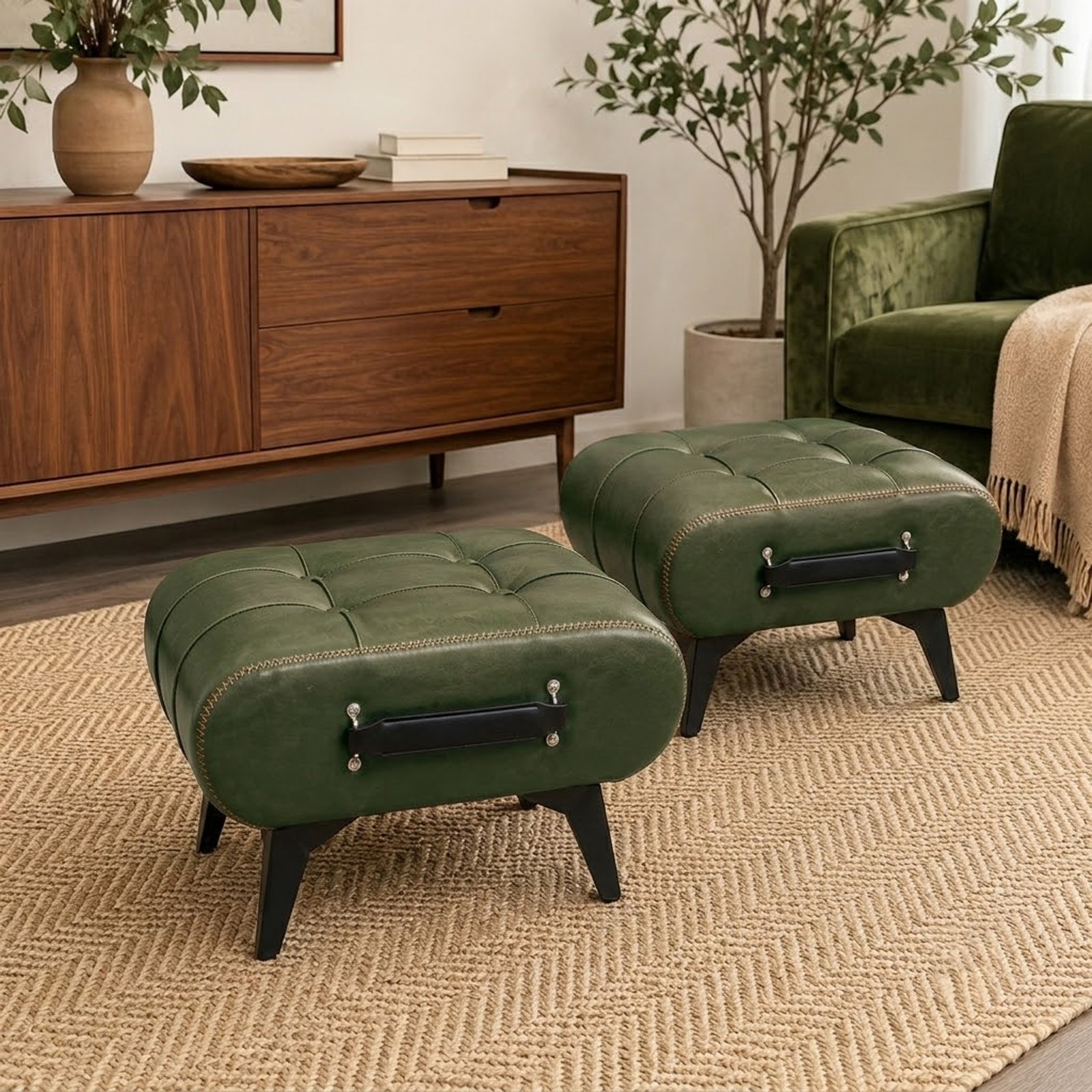 Modern minimalist square footstool/footrest with hidden storage space - Image 7