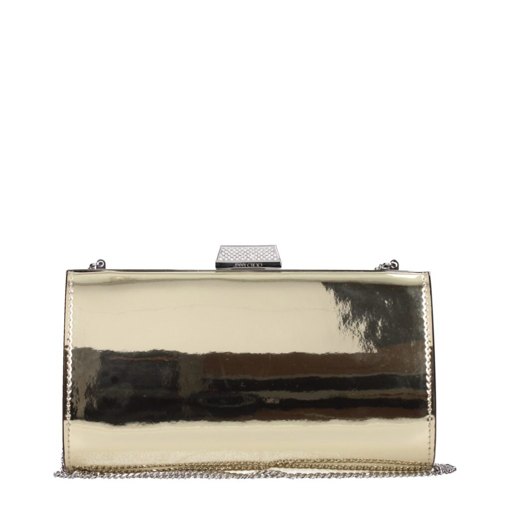 Jimmy Choo Gold Leather Clutch Bag