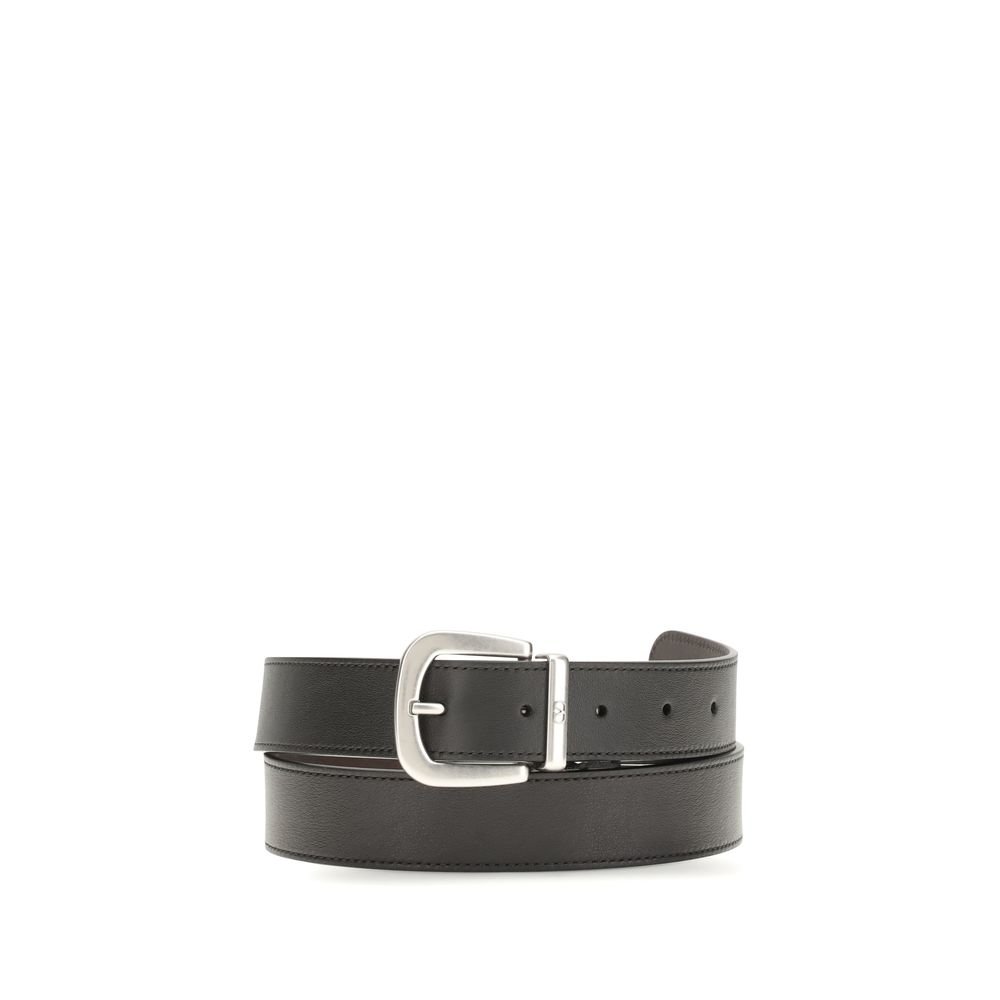 Valentino Garavani Black Calf Leather Bos Taurus Regular Belt
