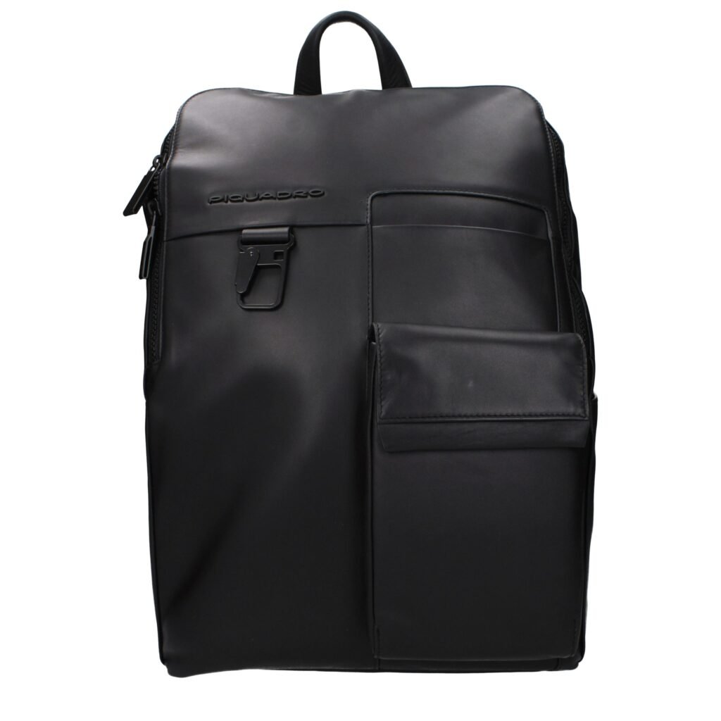 Piquadro Black Leather Backpack