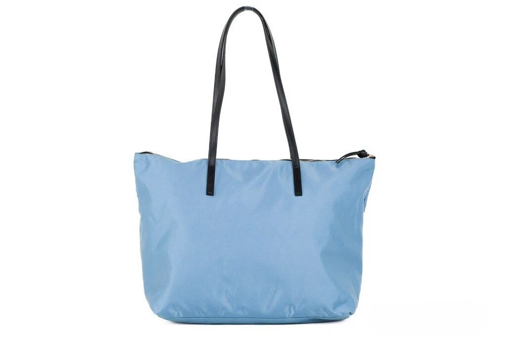 Versace Portuna Medusa Medium Cornflower Blue Nylon Leather Tote Bag Purse - Image 3