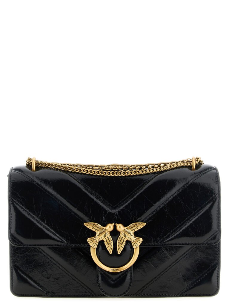 PINKO Black Calfskin Shoulder Bag