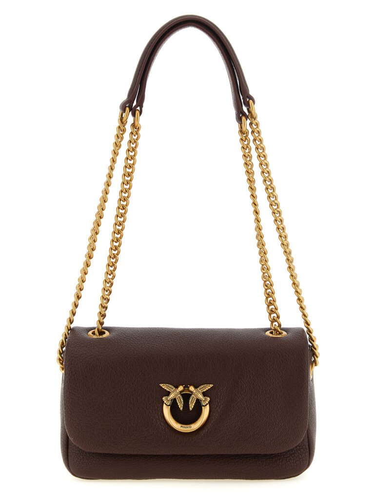 PINKO Brown Lamb Leather Shoulder Bag