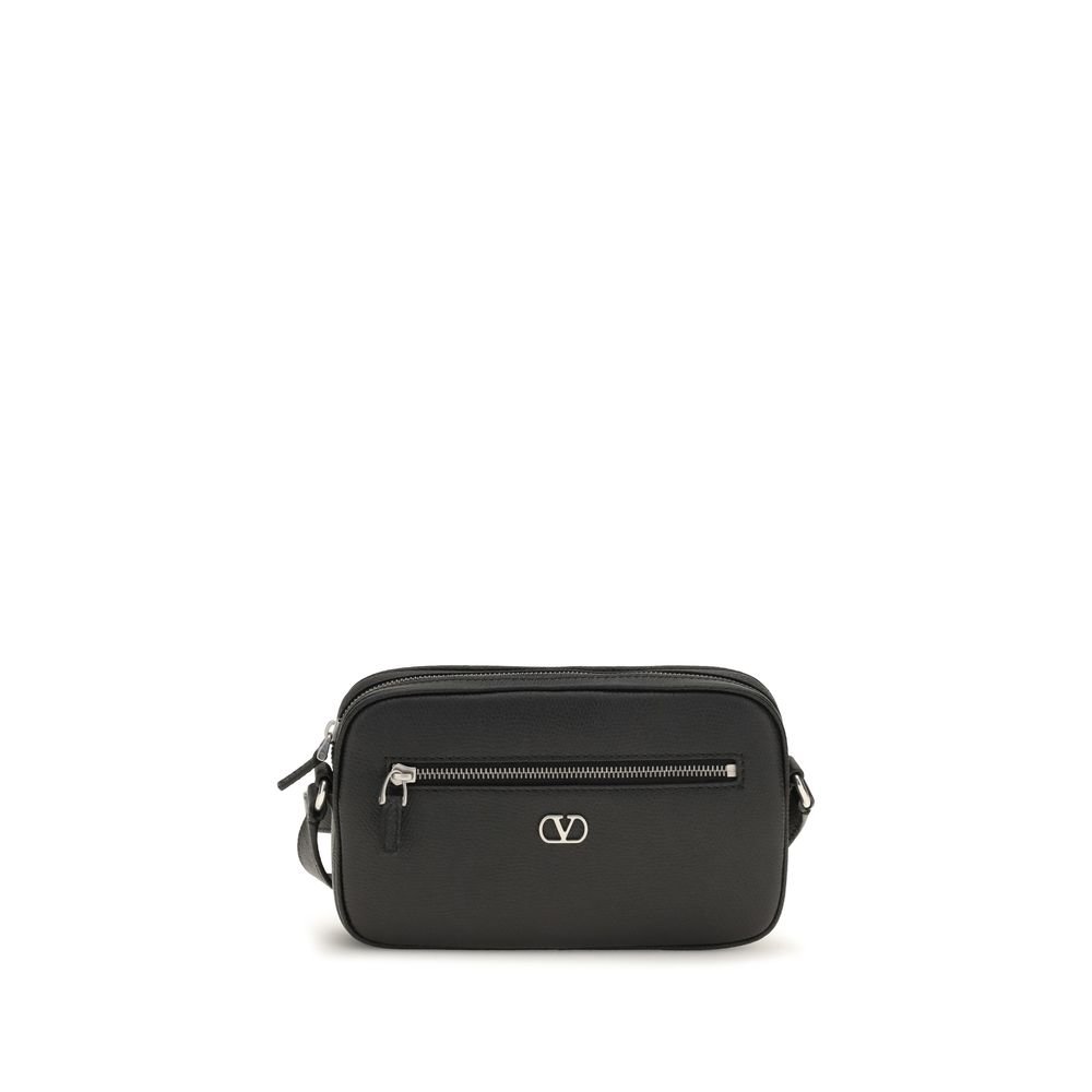 Valentino Garavani Black Calf Leather Bos Taurus Shoulder Bag