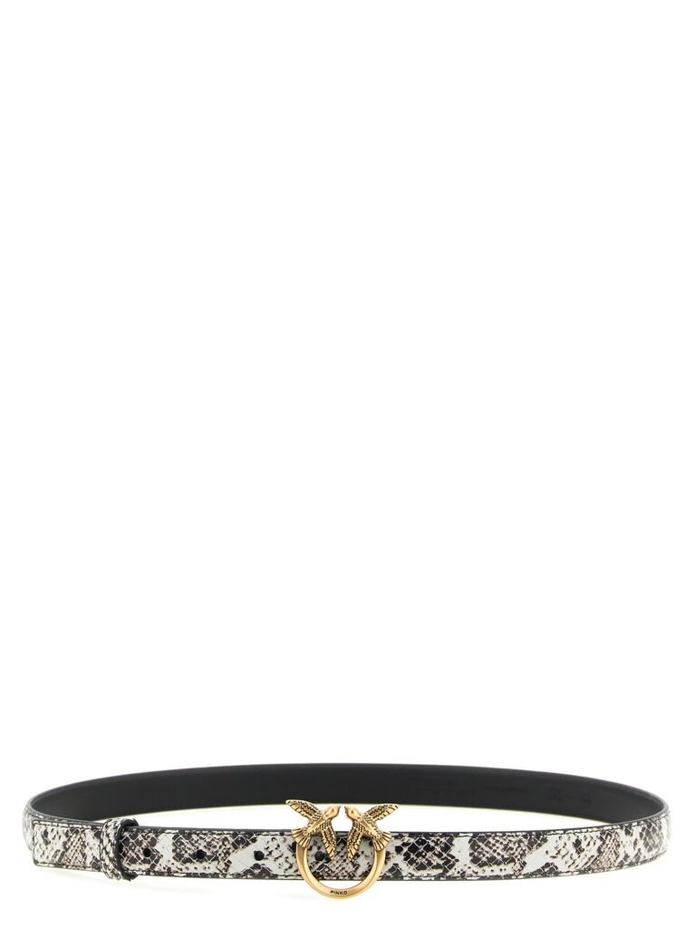 PINKO Gray Calfskin Thin Belt