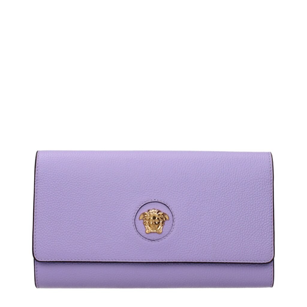 Versace Purple Leather Clutch Bag