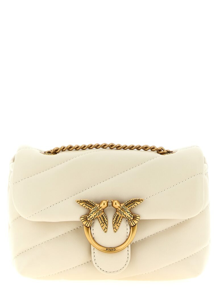 PINKO White Lambskin Crossbody Bag
