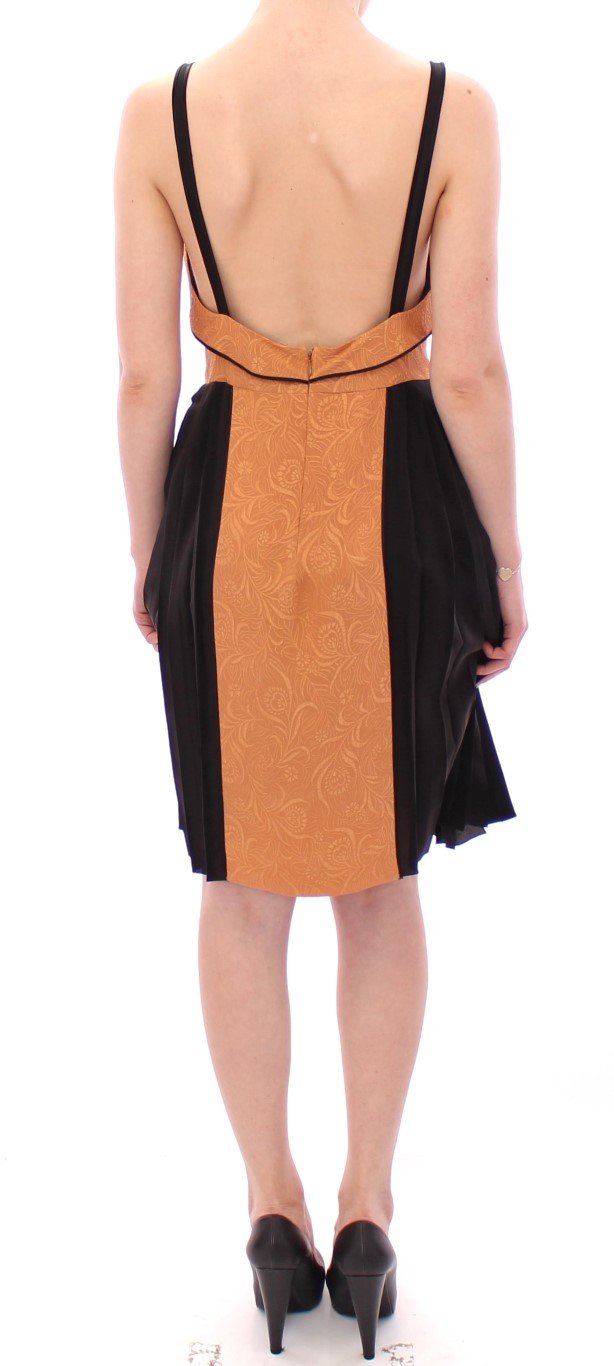 Black Bronze Silk Sleeveless Above Sheath Dress - Image 3