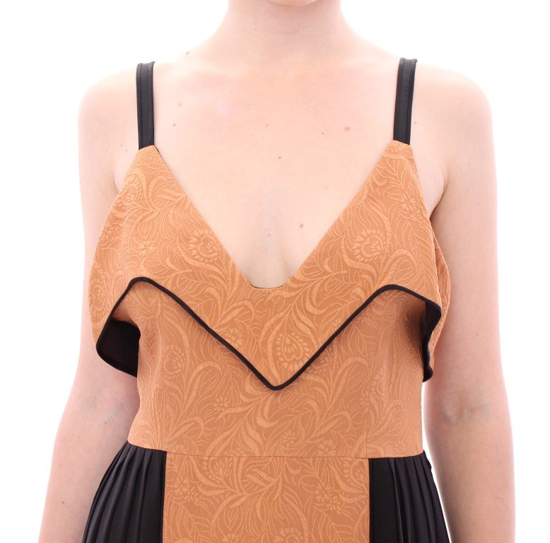 Black Bronze Silk Sleeveless Above Sheath Dress - Image 4