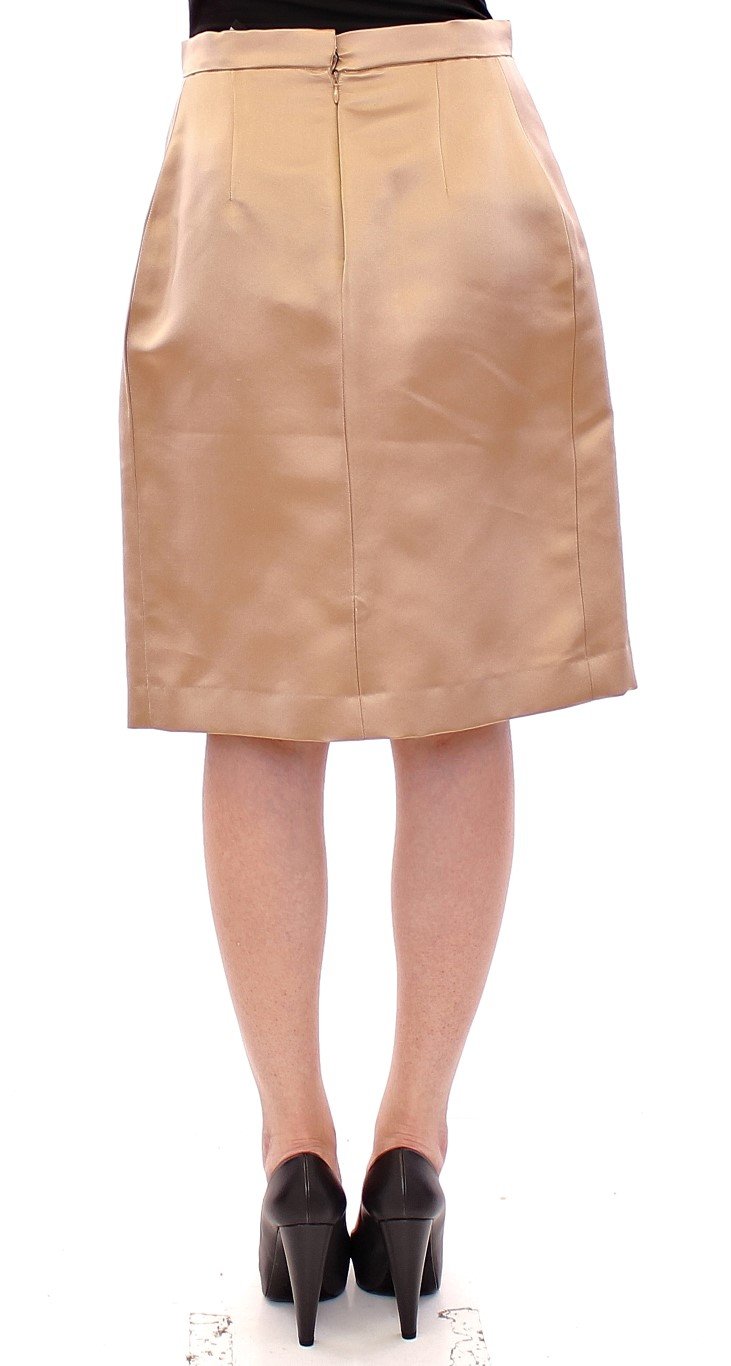 Brown Silk Solid Mini Pleated Skirt - Image 3