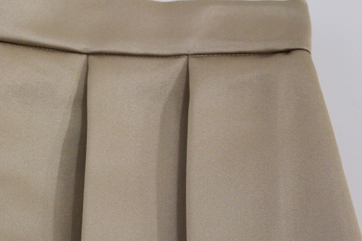 Brown Silk Solid Mini Pleated Skirt - Image 6