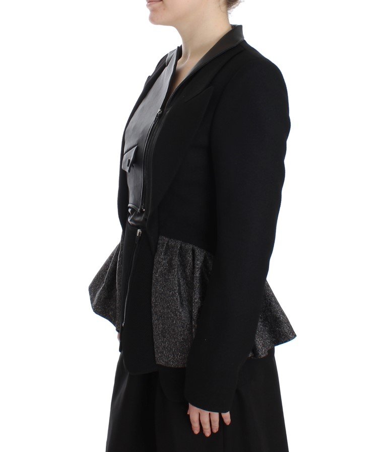 Black Short Blazer Coat Biker Jacket - Image 2