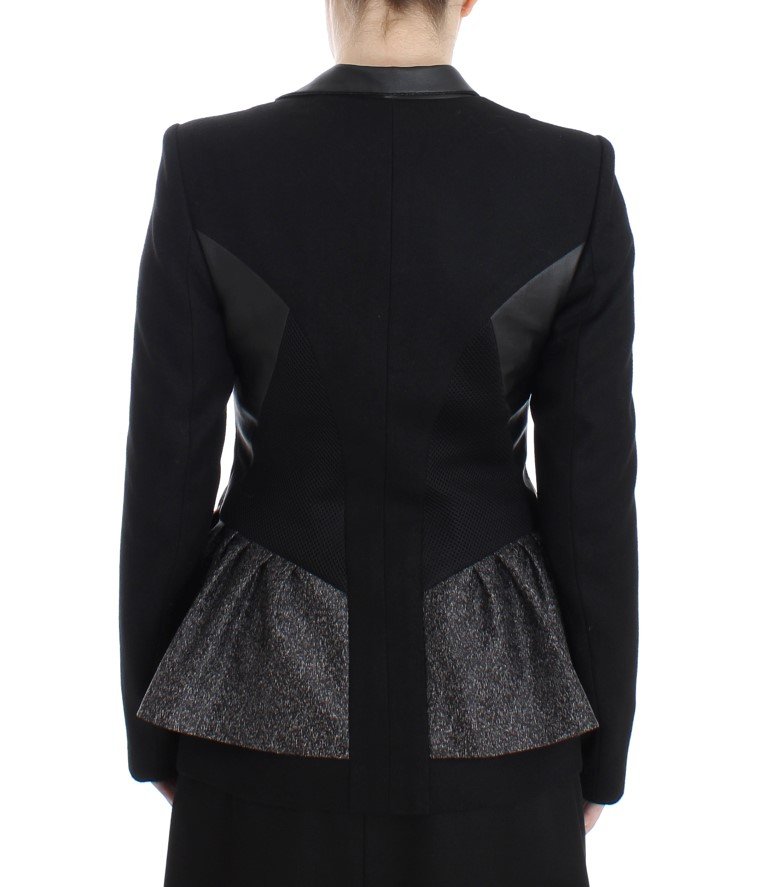Black Short Blazer Coat Biker Jacket - Image 3