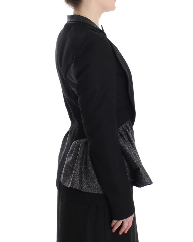 Black Short Blazer Coat Biker Jacket - Image 4