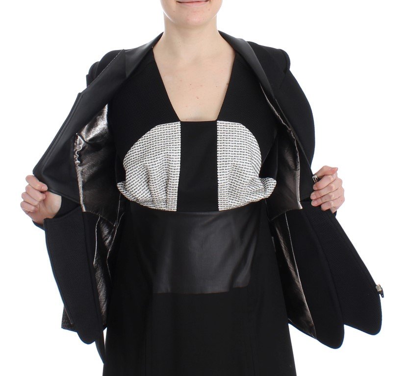 Black Short Blazer Coat Biker Jacket - Image 7