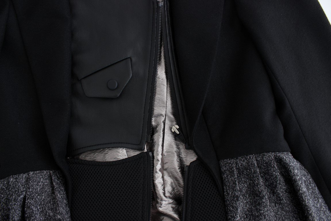 Black Short Blazer Coat Biker Jacket - Image 8