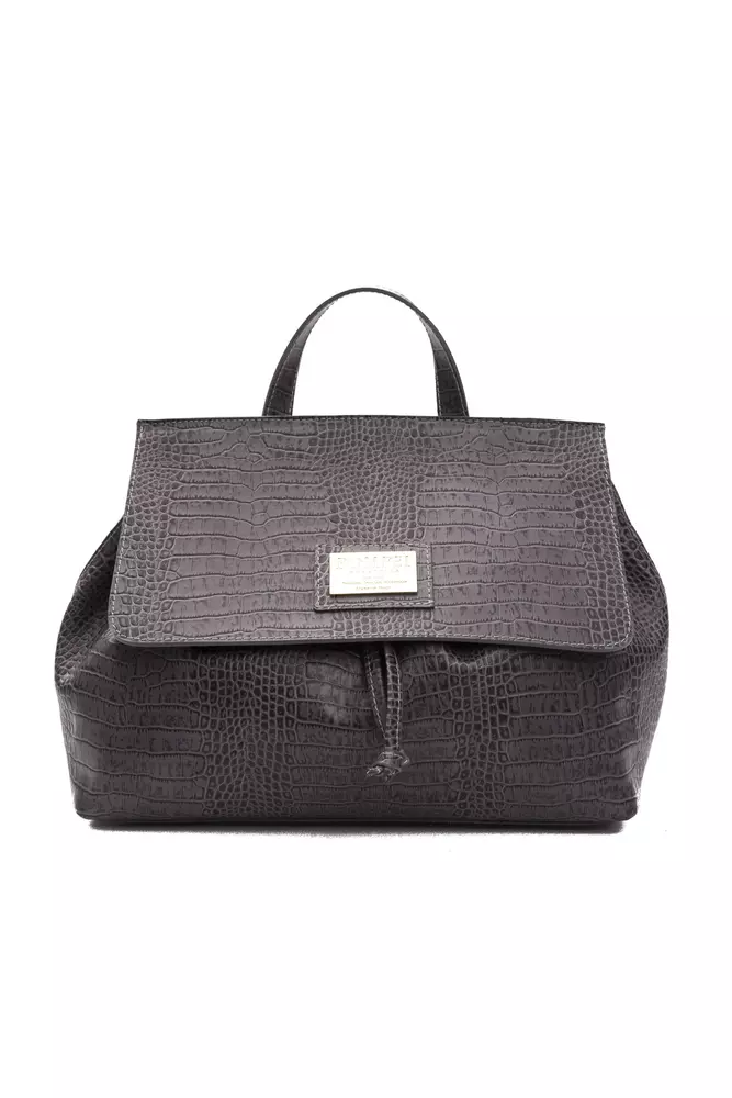 Gray Leather Women Shoulder Bag