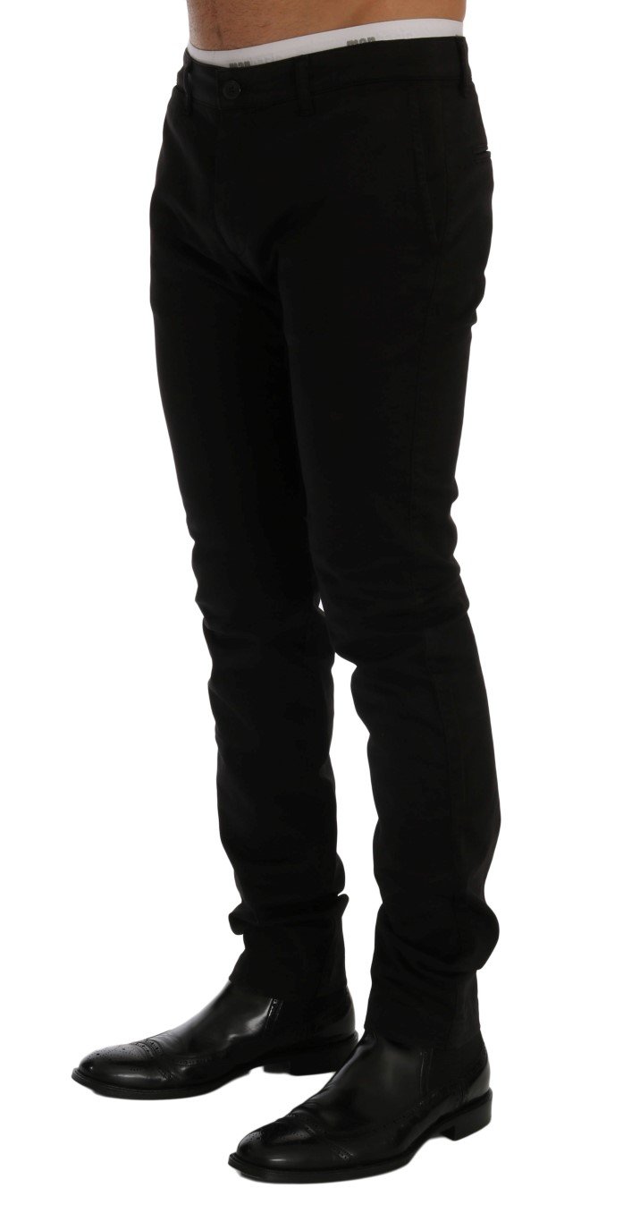 Black Cotton Stretch Chinos Pants - Image 2