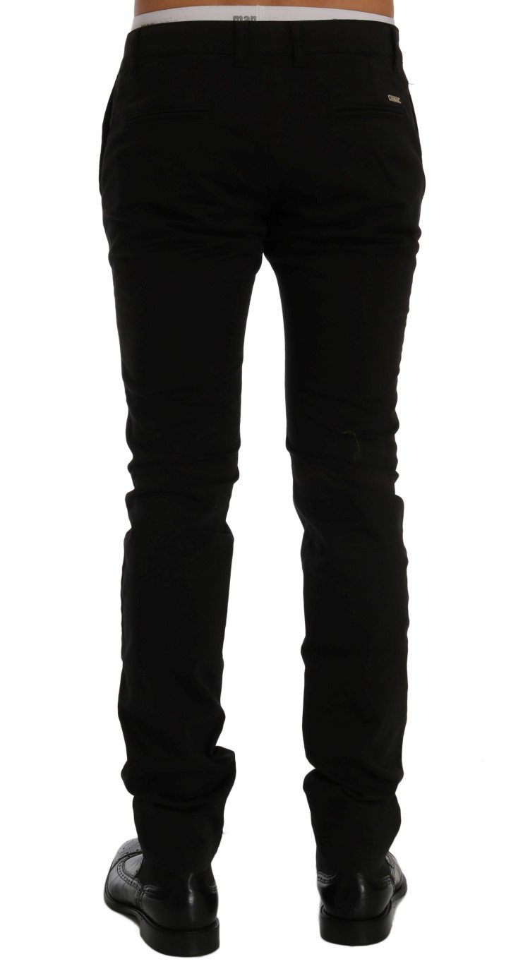Black Cotton Stretch Chinos Pants - Image 3