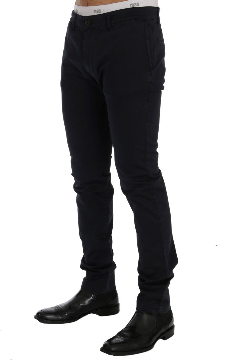 Blue Cotton Stretch Chinos Pants - Image 2