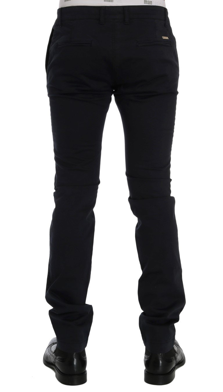 Blue Cotton Stretch Chinos Pants - Image 3