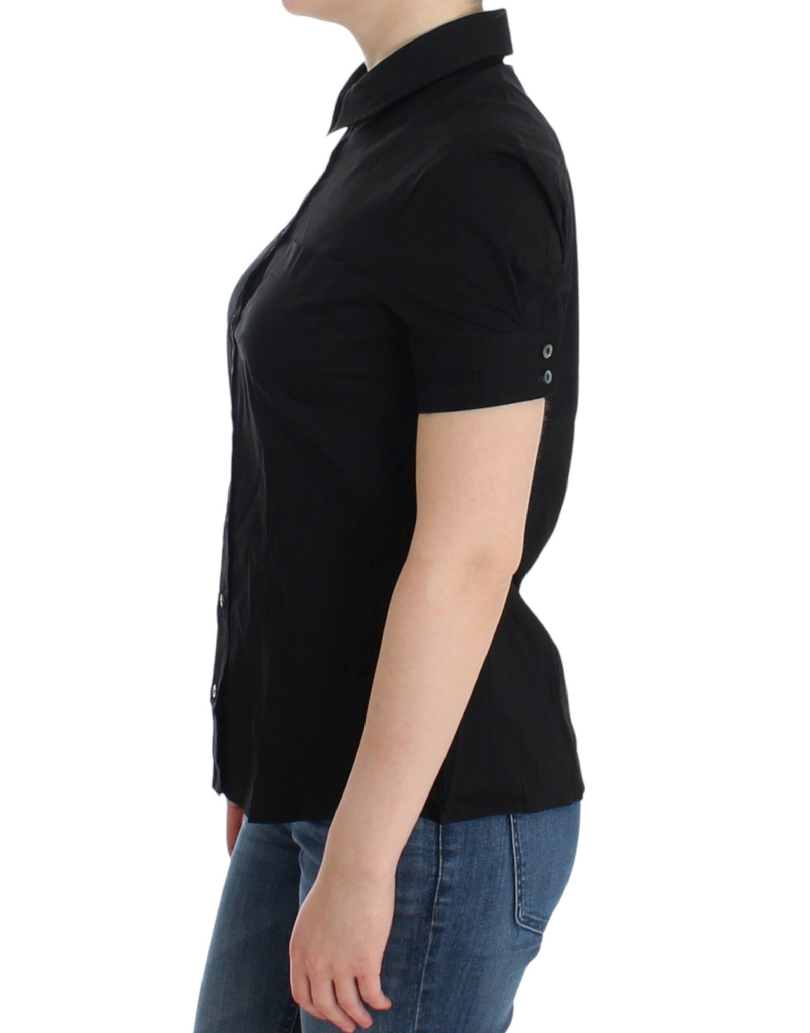 Black cotton shirt top - Image 2