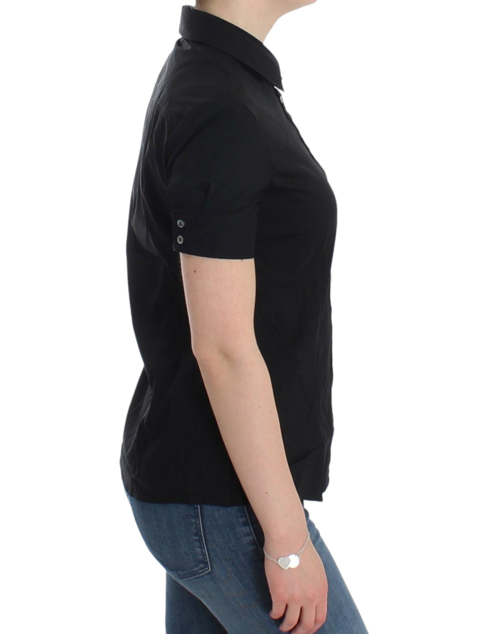 Black cotton shirt top - Image 4