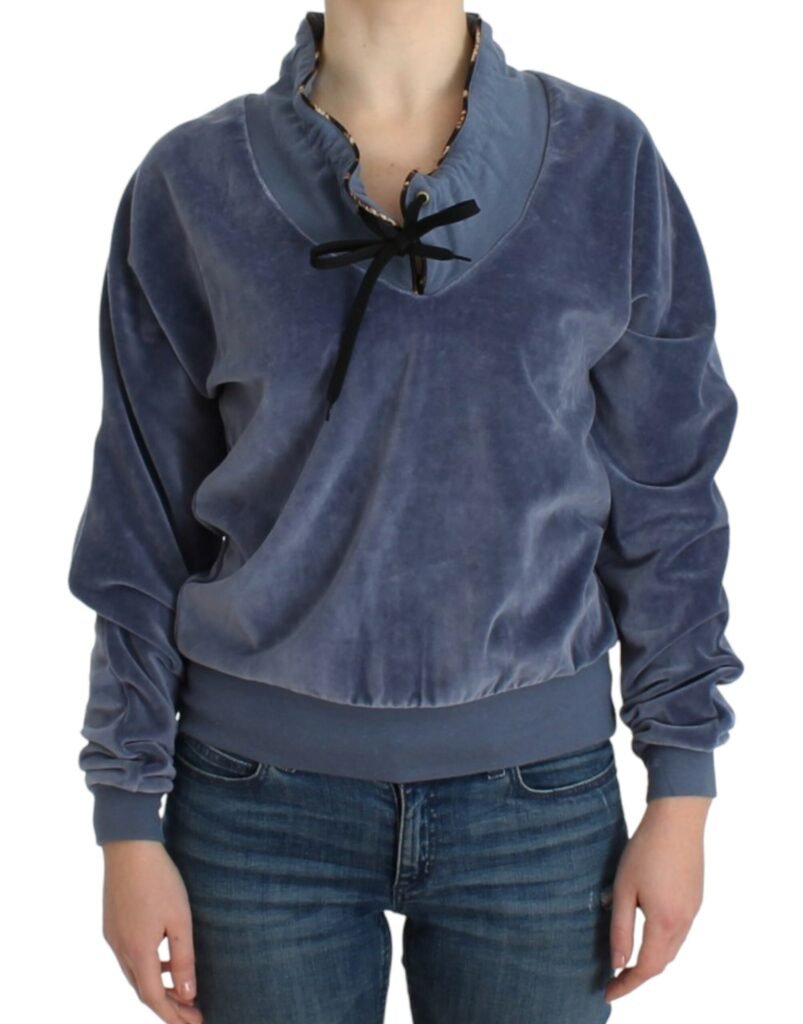 Blue velvet cotton sweater