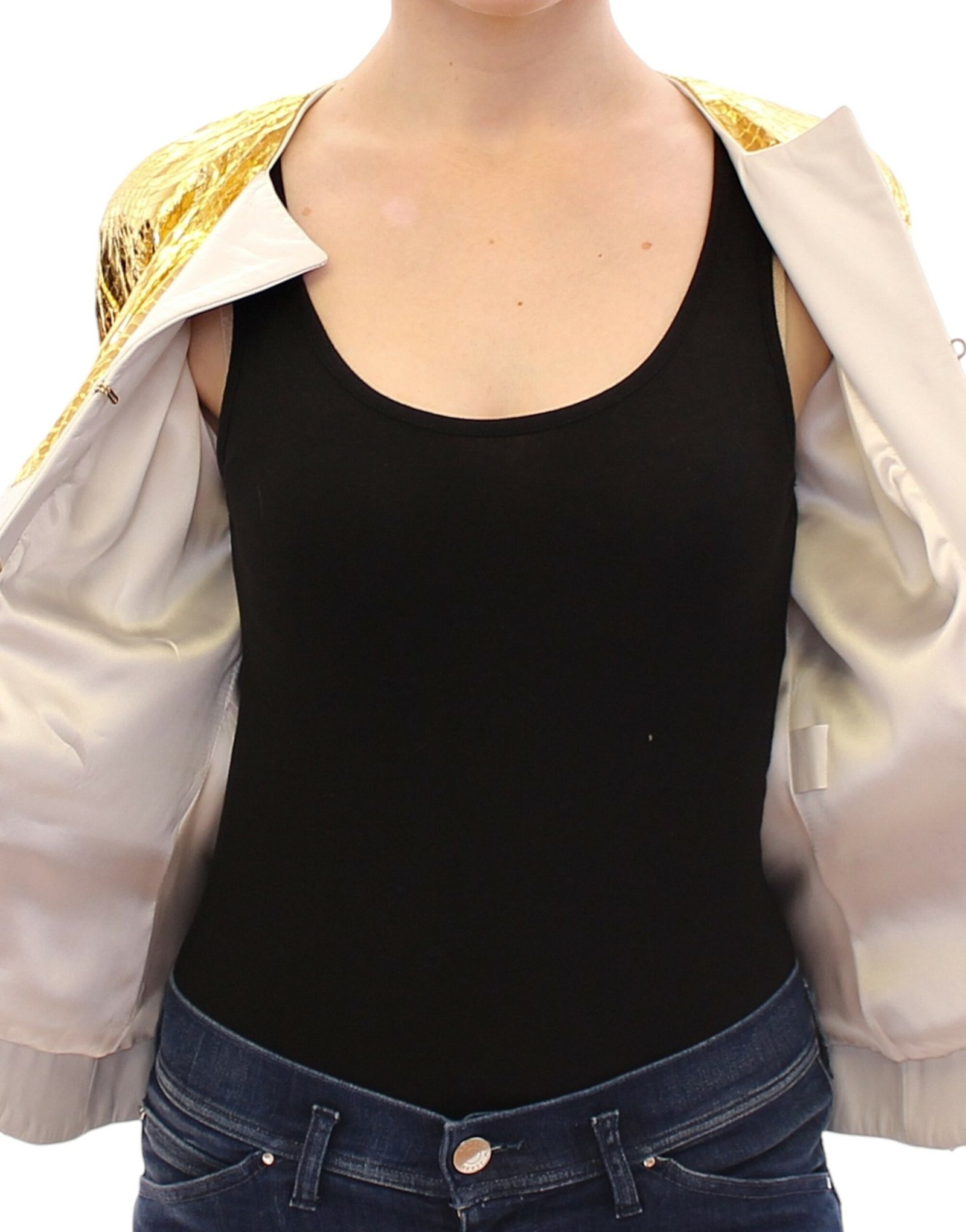 White Gold Purple Leather Jacket - Image 5